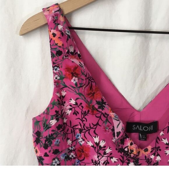 Saloni Aggie Silk Aymetrical Midi Dress size 6 - Picture 9 of 14